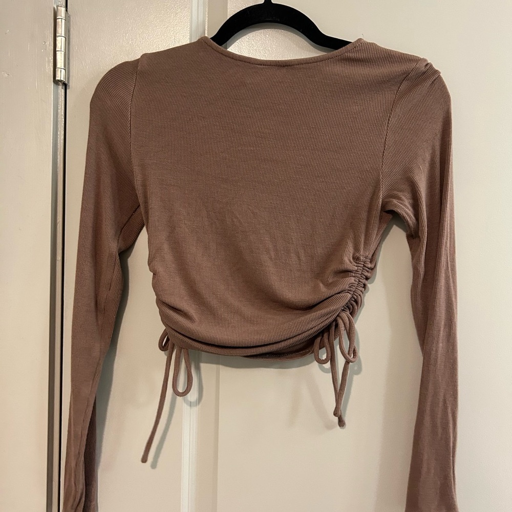 Princess Polly Cocoa Ruched Long Sleeve Top - Picture 3 of 3
